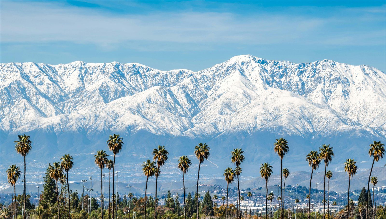 San Gabriel Mountains viewed from Upland, California foothills